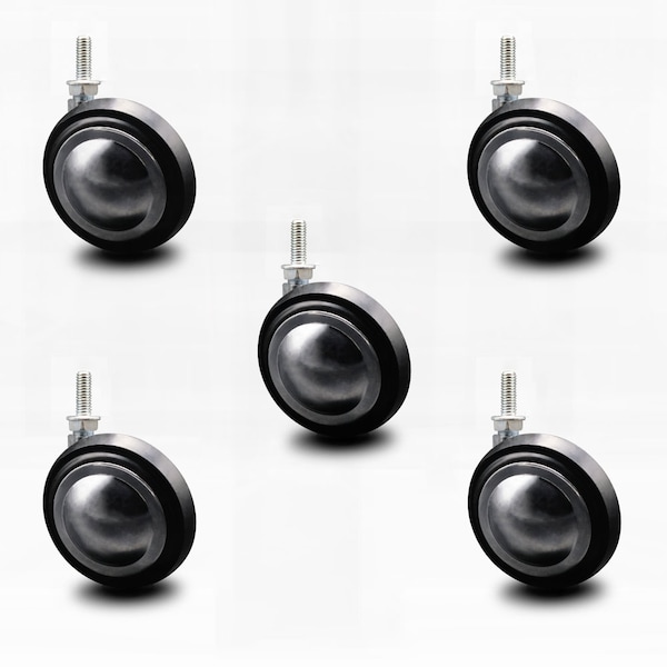 3 Inch Bright Chrome Soft Tread Ball Caster -5/16 Inch Threaded Stem, 5PK